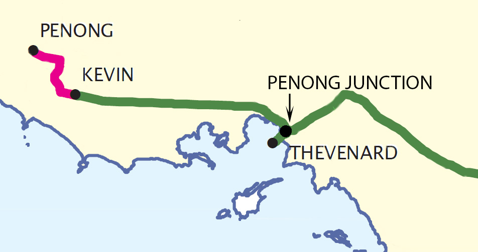 Figure 2: Map of the Penong – Thevenard track system